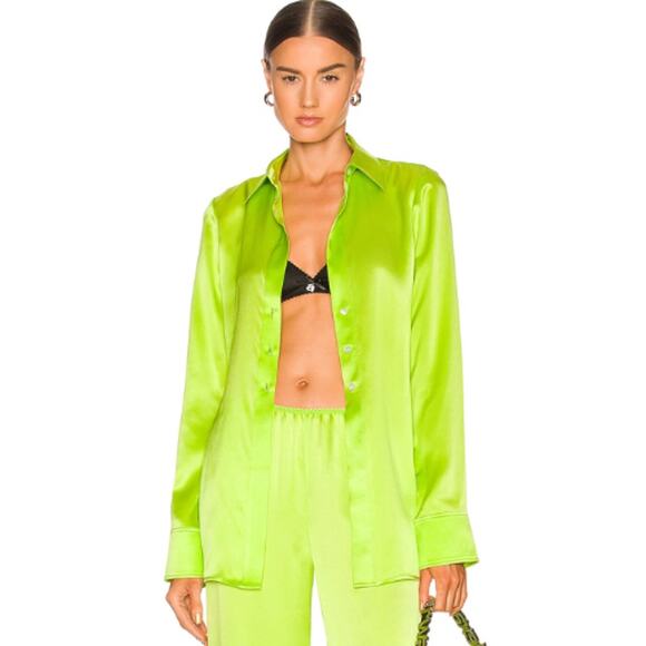 Alexander Wang Slim Shirt in Glowstick NWT Size XS - Picture 3 of 5